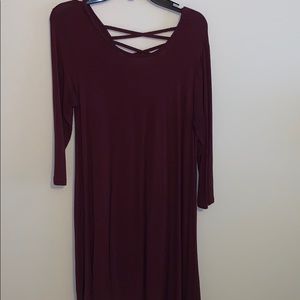 long sleeve burgundy dress